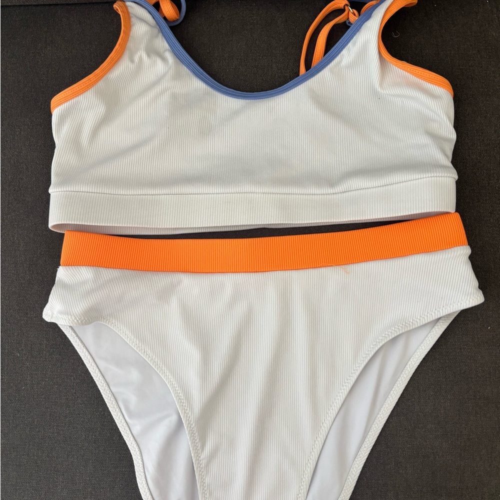 White and Orange Bikini Set